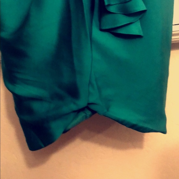 Emerald green silk dress - Picture 4 of 5